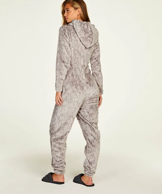 Hunkemöller Dames Nachtmode Onesie Flannel Fleece - Grijs - Maat XL 6 Hunkemöller Dames Nachtmode Onesie Flannel Fleece - Grijs - Maat XL - Afbeelding 6
