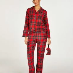 Hunkemöller Dames Nachtmode Pyjama Set Check Twill - Rood - Maat XS -Pyjama-S-Dames Winkel 550x660 94
