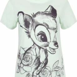 Mintkleurige, Katoenen Damespyjama Met Bloemenmotief - Bambi DISNEY / XS -Pyjama-S-Dames Winkel 550x664
