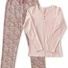 Little Label Pyjama Dames - Maat L / 40 - Roze, Bruin - Zachte BIO Katoen