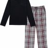 La V La-V Pyjamasets Voor Dames Met Geruite Flanel Broek Grijs/ Zwart L