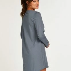Hunkemöller Dames Nachtmode Nachthemd Ronde Hals - Grijs - Maat XS/S -Pyjama-S-Dames Winkel 550x674 1