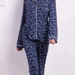 VANILLA - Stars Dames Pyjama - Pyjamasets - Viscose - Donkerblauw - 1518 - M -Pyjama-S-Dames Winkel 550x694 1