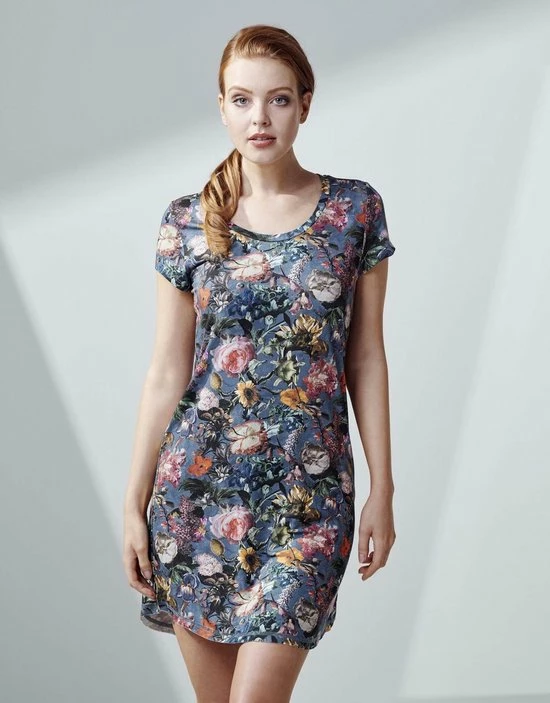 ESSENZA Isa Famke Nachthemd Korte Mouw Moonlight Blue - XS 2 ESSENZA Isa Famke Nachthemd Korte Mouw Moonlight Blue - XS - Afbeelding 2