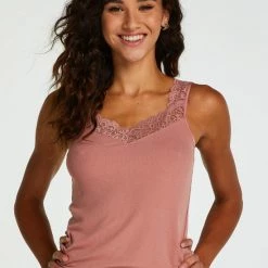 Hunkemöller Dames Nachtmode Singlet Rib Lace - Roze - Maat M -Pyjama-S-Dames Winkel 550x704