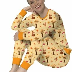 Happy Pyjamas Happy Pyjama's - Paddestoelen, Eekhoorns En Herfstbladeren - Pyama Dames Volwassenen - Premium Zacht Katoen - Maat XXL (XS-XXL) -Pyjama-S-Dames Winkel 550x710 2