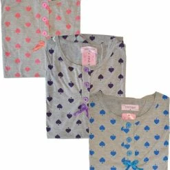 Fine Woman Dames Pyjama Korte Mouwen Met Driekwart Broek Roze /grijs XXL