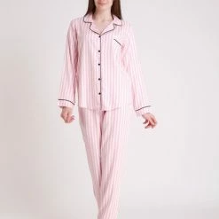 Merkloos Katoen-Satijn Dames Pyjamaset Roze Maat M -Pyjama-S-Dames Winkel 550x712 3
