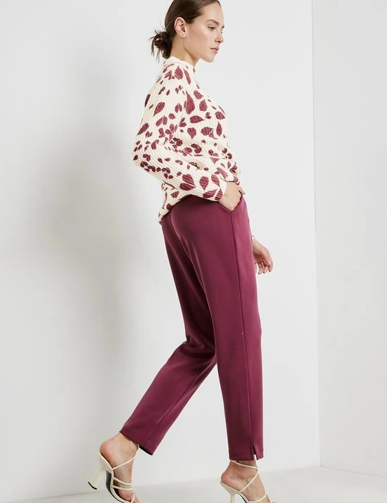 TAIFUN Dames 7/8-broek Van Zachte Stretchstof Black Cherry-48 3 TAIFUN Dames 7/8-broek Van Zachte Stretchstof Black Cherry-48 - Afbeelding 3