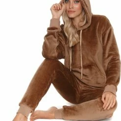 Doctor Nap Huispak Dames Fleece | Joggingpak Dames | Trainingspak Dames | Lange Mouw Lange Broek | Chocolate DRS.4549 L