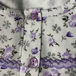 Merkloos Dames Flanel Nachthemd Lang Model Met Bloemenprint XXL Wit/paars -Pyjama-S-Dames Winkel 550x733 27