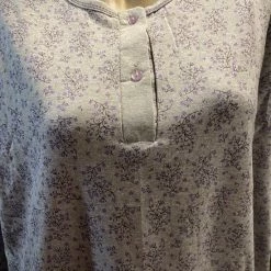 Merkloos Dames Flanel Pyjamaset Warm Gevoerd Met Extra Lange Top XXL Grijs/paars -Pyjama-S-Dames Winkel 550x733 36