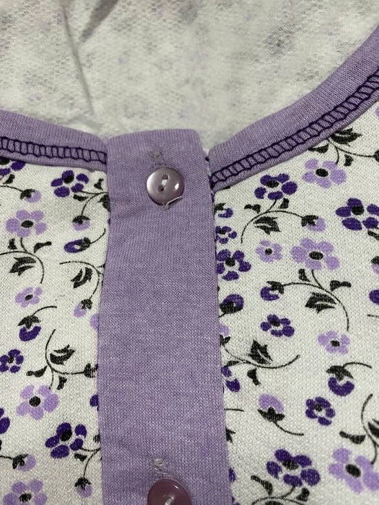 Merkloos Dames Flanel Pyjamaset Warm Gevoerd Met Extra Lange Top XXL Wit/paars 4 Merkloos Dames Flanel Pyjamaset Warm Gevoerd Met Extra Lange Top XXL Wit/paars - Afbeelding 4