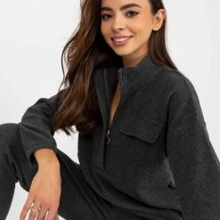 Merkloos Berrak Dames Huispak - Pyjama Dames Volwassenen - Pyjama - Pyjama Dames - Dames Pyjama - Maat M - Donkergrijs