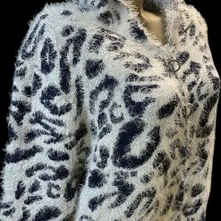 Merkloos Dames Lange Vest Met Panterprint Fluffy Rits En Capuchon M/L Donkerblauw -Pyjama-S-Dames Winkel 550x758 4