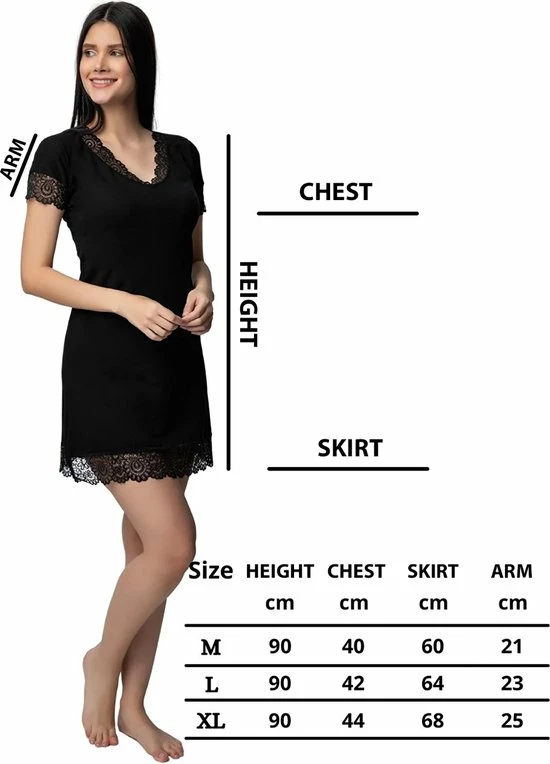 Merkloos DONEX-Dames Nachtjapon Tuniek Van Kant-Nachthemd Voor Dames-cadeau Voor Dames-zwart-XL 3 Merkloos DONEX-Dames Nachtjapon Tuniek Van Kant-Nachthemd Voor Dames-cadeau Voor Dames-zwart-XL - Afbeelding 3