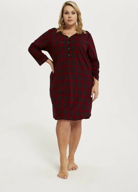 Italian Fashion Ordesa Zachte Nachthemd Lange Mouwen- Geruid Patroon Rood XL 8 Italian Fashion Ordesa Zachte Nachthemd Lange Mouwen- Geruid Patroon Rood XL - Afbeelding 8