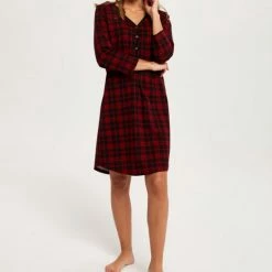 Italian Fashion Ordesa Zachte Nachthemd Lange Mouwen- Geruid Patroon Rood XL