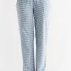 Merkloos Pyama Broek Dames, Super Comfortabele Jacquardbroek In Denimblauw. Maat L. Loungewear.