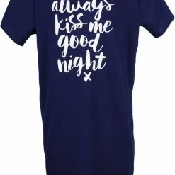 Amantes Dames Nachthemd Katoen Navy Blauw - Korte Mouw Ronde Hals - Maat M -Pyjama-S-Dames Winkel 550x779