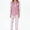 Pijadore - Grote Maten Dames Pyjama Set, Lange Mouwen, Roze - 2XL