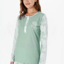 Pijadore - Grote Maten Dames Pyjama Set, Lange Mouwen, Groen - 2XL -Pyjama-S-Dames Winkel 550x785 9
