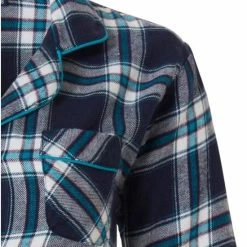 Rebelle Dames Nachthemd Flanel L/M - 90CM- Blue Square - 38 -Pyjama-S-Dames Winkel 550x791