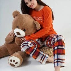 Vienetta - Dames Fleece Pyjama Set, Lange Mouwen, Oranje - M -Pyjama-S-Dames Winkel 550x794 15