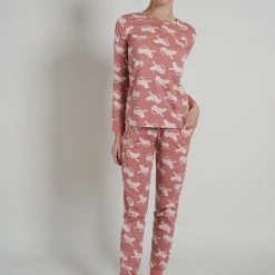 Tom Tailor Pure Cotton Dames Pyjamaset - Roodbruin - Maat 36