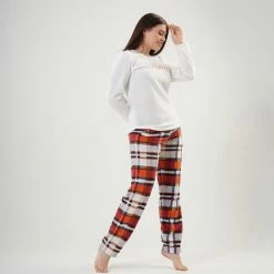 Vienetta - Dames Fleece Pyjama Set, Lange Mouwen, Wit - M -Pyjama-S-Dames Winkel 550x794 51