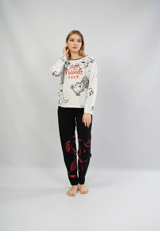 Vienetta - Dames Pyjama Set, Lange Mouwen, Zwart - S 3 Vienetta - Dames Pyjama Set, Lange Mouwen, Zwart - S - Afbeelding 3