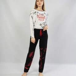 Vienetta - Dames Pyjama Set, Lange Mouwen, Zwart - S 7 Vienetta - Dames Pyjama Set, Lange Mouwen, Zwart - S -Pyjama-S-Dames Winkel 550x794 84