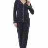 Merkloos Katoen-Satijn Dames Pyjamaset Donkerblauw Met Sterretjes Maat XXL