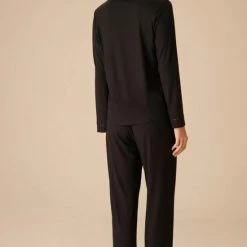 Merkloos Suwen- Viscose Dames Pyjama Set -Homewear -Satijn Zwart Maat M -Pyjama-S-Dames Winkel 550x808 2