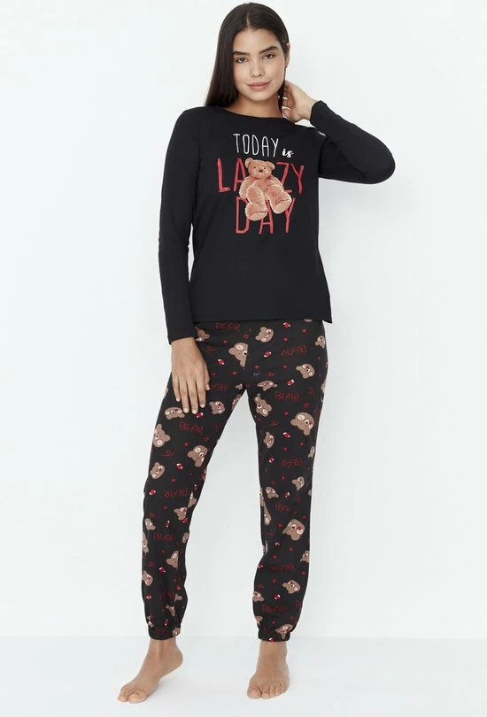 Trendyol Vrouwen Lange Mouw Ronde Hals Pyjamaset 3 Trendyol Vrouwen Lange Mouw Ronde Hals Pyjamaset - Afbeelding 3