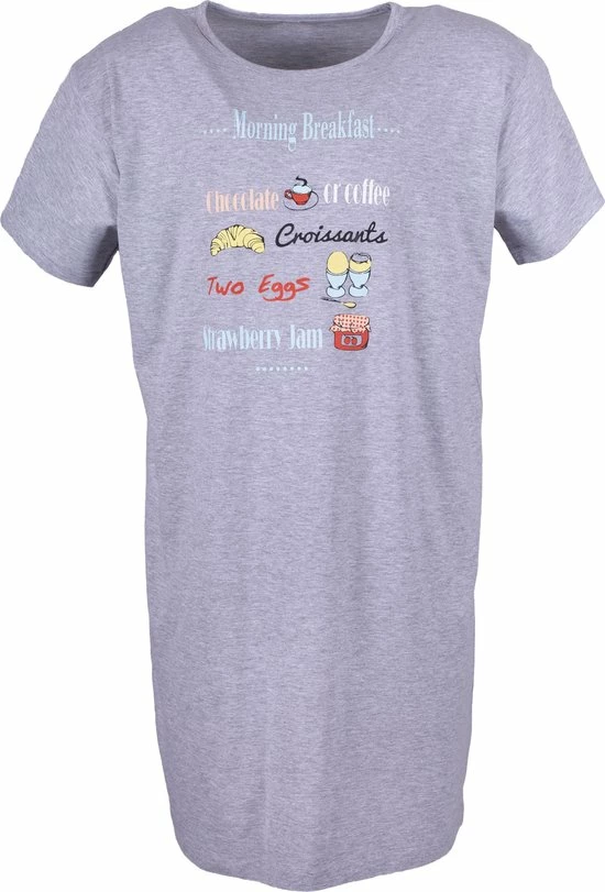 Amantes Dames Nachthemd Katoen Grijs Melange - Korte Mouw Ronde Hals - Maat M 6 Amantes Dames Nachthemd Katoen Grijs Melange - Korte Mouw Ronde Hals - Maat M - Afbeelding 6