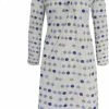 Merkloos Dames Nachthemd Lange Mouwen Met Stippen XXXL 46-48 Grijs/blauw