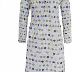 Merkloos Dames Nachthemd Lange Mouwen Met Stippen XXXL 46-48 Grijs/blauw