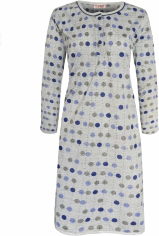 Merkloos Dames Nachthemd Lange Mouwen Met Stippen XXXL 46-48 Grijs/blauw 1 Merkloos Dames Nachthemd Lange Mouwen Met Stippen XXXL 46-48 Grijs/blauw