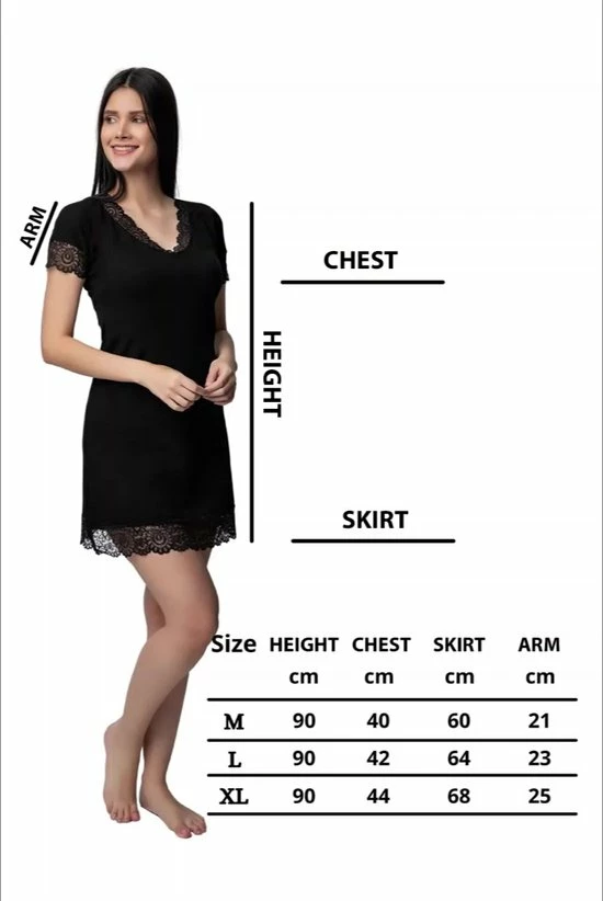 Merkloos DONEX-Dames Nachtjapon Tuniek Van Kant-Nachthemd Voor Dames-cadeau Voor Dames-zwart-XL 2 Merkloos DONEX-Dames Nachtjapon Tuniek Van Kant-Nachthemd Voor Dames-cadeau Voor Dames-zwart-XL - Afbeelding 2