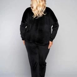 Italian Fashion Juga| Warme Winter Pyjama Dames Fleece | Lange Mouw Lange Broek | Zwart | KORTING | SALE M -Pyjama-S-Dames Winkel 550x823 8