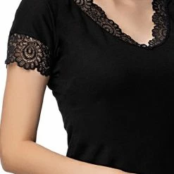 Merkloos DONEX-Dames Nachtjapon Tuniek Van Kant-Nachthemd Voor Dames-cadeau Voor Dames-zwart-M -Pyjama-S-Dames Winkel 550x824 57