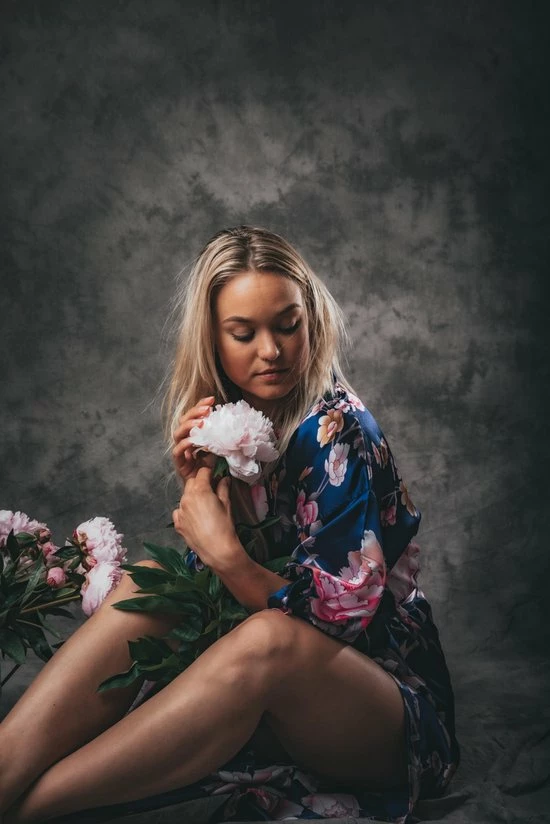 Merkloos Kimono Dames Badjas Blauw Peony Rose Satijn, Lang Model, One Size 5 Merkloos Kimono Dames Badjas Blauw Peony Rose Satijn, Lang Model, One Size - Afbeelding 5