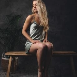 Merkloos Slipdress / Nachthemd Satijn Dames, Groen, Soft Touch AA Kwaliteit, Maat S/M, Cadeau Vrouw -Pyjama-S-Dames Winkel 550x824 77