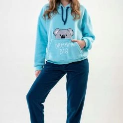 Vienetta Warme Winter Pyjama Dames Fleece | Lange Mouw Lange Broek | Blauw | Dames Pluche Huispak | Dikke Winterpyjama | Kangoeroe Sweatshirt XL -Pyjama-S-Dames Winkel 550x825 103