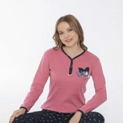 Merkloos Sophia Mila Dames Luxe Pyjama | 2-delige Set | Lange Mouwen | Pyama Dames Volwassenen | Lange Mouw | Blouse | Katoen | Pyjama Dames | Maat S -Pyjama-S-Dames Winkel 550x825 121