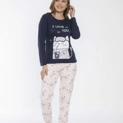 Merkloos Sophia Mila Dames Luxe Pyjama | 2-delige Set | Lange Mouwen | Pyama Dames Volwassenen | Lange Mouw | Blouse | Katoen | Pyjama Dames | Maat M -Pyjama-S-Dames Winkel 550x825 136