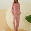 Merkloos Arcan | Dames Fleece Pyjama Set | Lange Mouwen | Roze | S