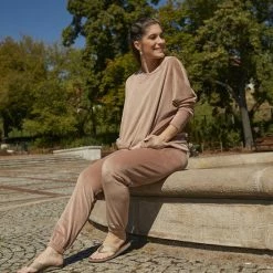 Italian Fashion Juga| Warme Winter Pyjama Dames Fleece | Lange Mouw Lange Broek | Karamel | KORTING | SALE M -Pyjama-S-Dames Winkel 550x825 212