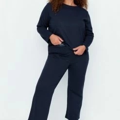 Trendyol Vrouwen Standaard Ronde Hals Pyjamaset Grote Maten